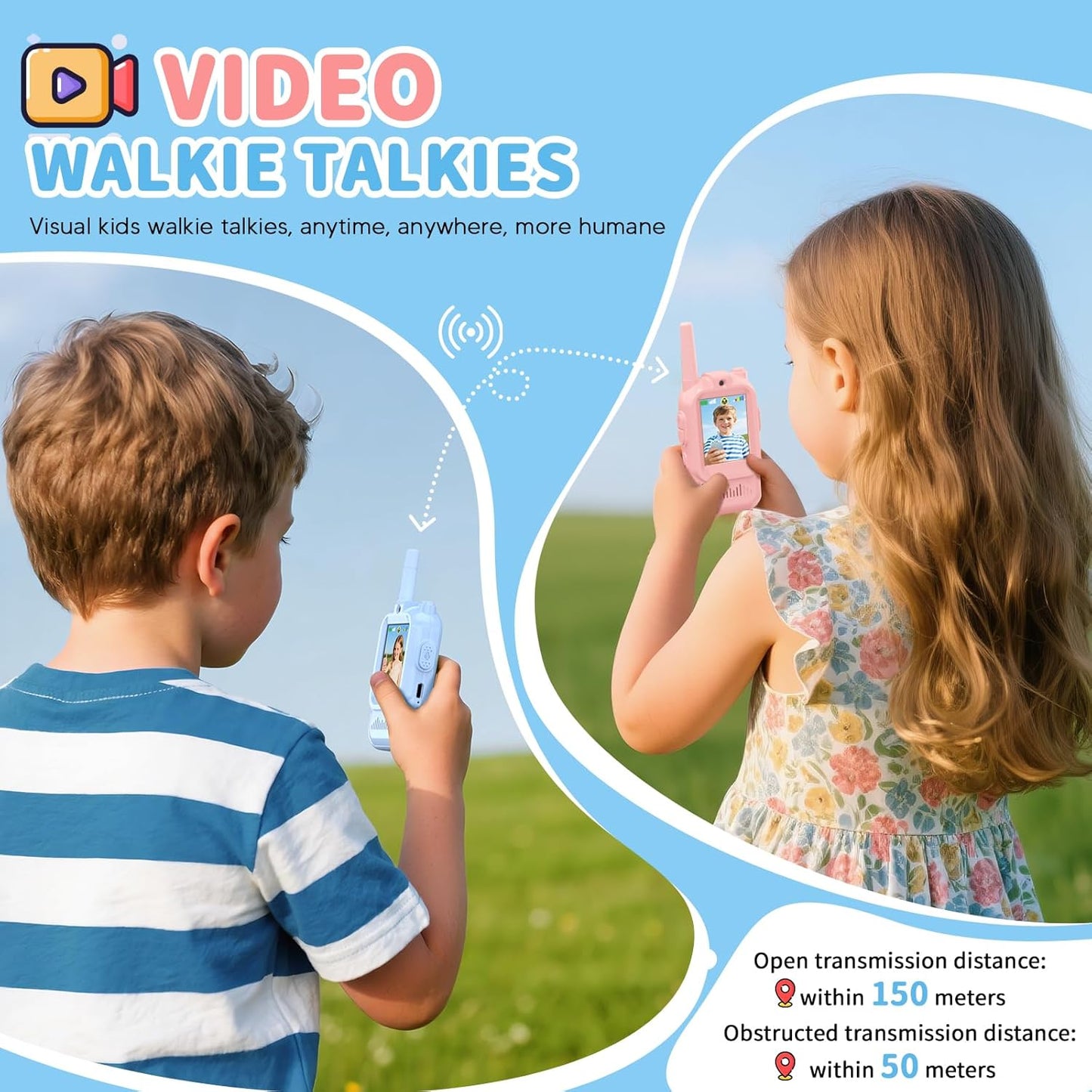 TalkiGo™ Mini Rechargeable Video Walkie Talkies for Kids (Pack Of 2)