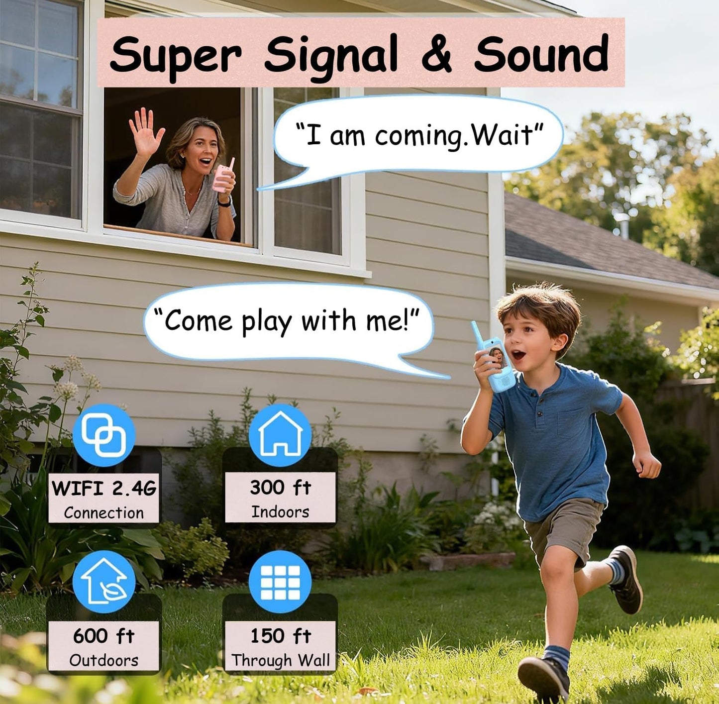 TalkiGo™ Mini Rechargeable Video Walkie Talkies for Kids (Pack Of 2)